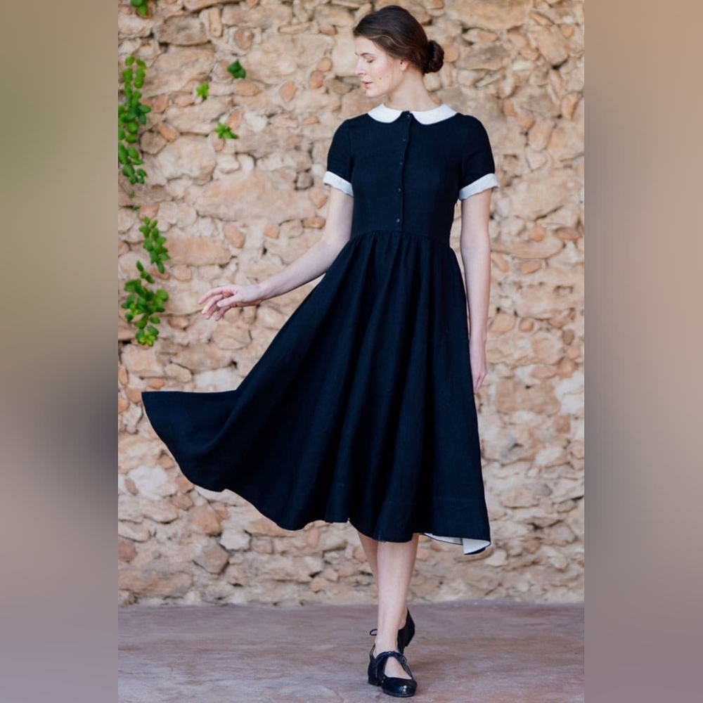 Black Classic Short Sleeve Son de Flor Dress Never Worn